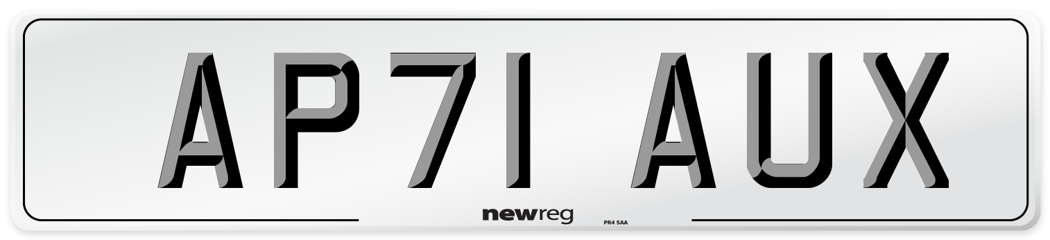 AP71 AUX Number Plate from New Reg